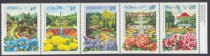 Canada - #1315a Public Gardens ( Flowers) Strip of Five From Booklet - MNH