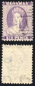 Bahamas SG30 6d Pale Lilac Wmk Crown CC Perf 12.5 Superb Used Cat 75 Pounds