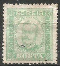 HORTA, 1892, used 80r, King Carlos Scott 8 crease