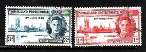 Somaliland Protectorate-Sc#108-9-used KGVI Ominbus set-Peace Issue-1946-