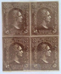 Scott #79-E8a - 3c Brown - Loewenberg Decalcomania - HR - Block of 4 - Essay