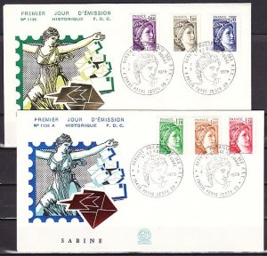France, Scott cat. 1660, 62-63, 65, 67, 68.. Sabine 1979. 2 First day covers. ^