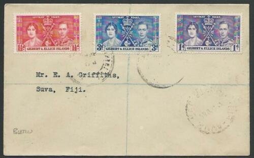 GILBERT & ELLICE IS 1937 Reg cover BERU undated cancel to Fiji.............25880 