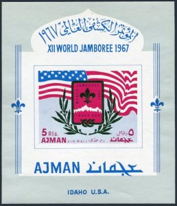 Ajman 188 Bl.18C carton paper,MLH. World Jamboree.Flag.