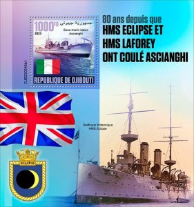 DJIBUTI - 2023 - HMS Eclipse & Laforey - Perf Souv Sheet #1 - Mint Never Hinged