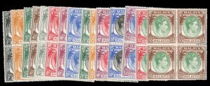 Malayan States - Malacca #3-17 Cat$458.40, 1949 George VI, complete set in bl...