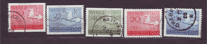 J22857 JLstamps 1956 sweden set used #487-91 horseman