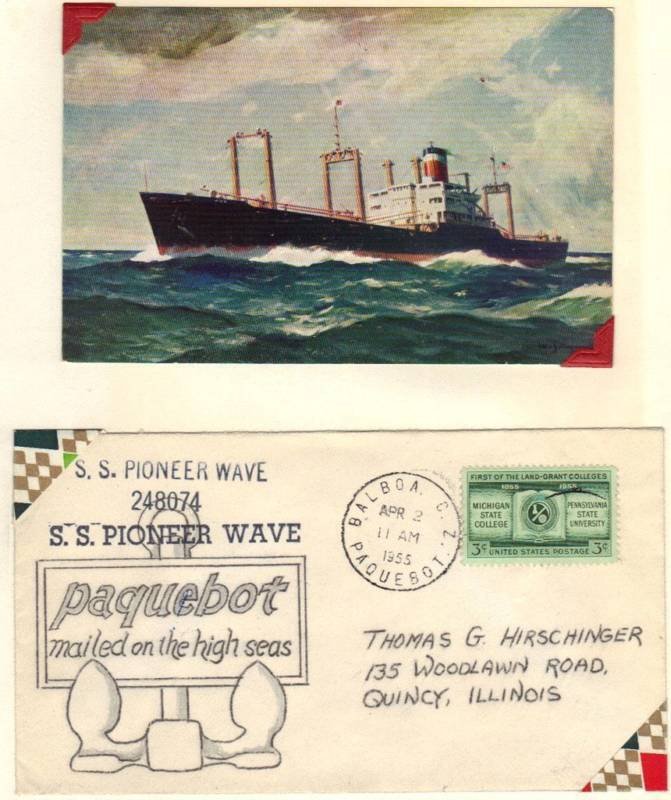 US 1950's 2 PAQUEBOT COVERS ON SS PIONEER & SS SILVERST