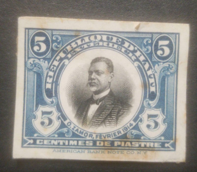 L) 1914 HAITI, ABN, DIE PROOFS, AMERICAN BANK NOTE, PRESIDENT ORESTE ZAMOR, 5C 
