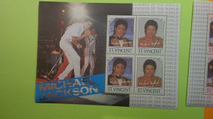 St. Vincent 1985 Michael Jackson Scott# 898-901 Set of 4 S/S Mint XF NH CPL