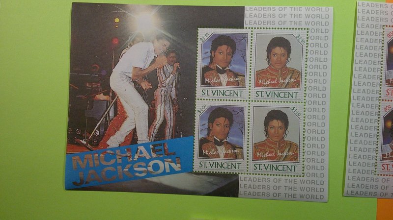St. Vincent 1985 Michael Jackson Scott# 898-901 Set of 4 S/S Mint XF NH CPL
