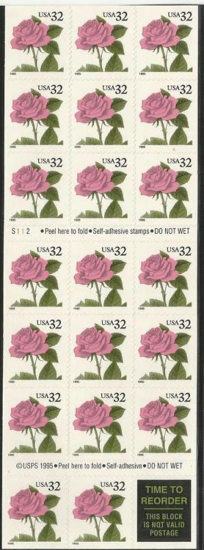 U.S. Scott #2492a Flower Stamps - Mint NH Booklet Pane