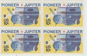 1975 Space Pioneer Jupiter Block of 4 10c Postage Stamps, Sc#1556, MNH, OG