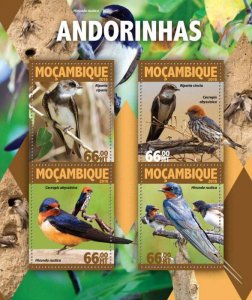 MOZAMBIQUE - 2016 - Swallows - Perf 4v Sheet - Mint Never Hinged