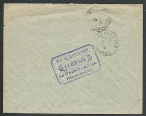 FRENCH MOROCCO 1916 military cover Marakesh to Casablanca..................58518