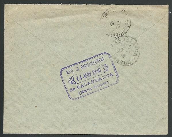 FRENCH MOROCCO 1916 military cover Marakesh to Casablanca..................58518