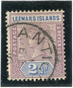 LEEWARD ISLANDS; 1890s early classic QV issue fine used 2.5d. value Postmark