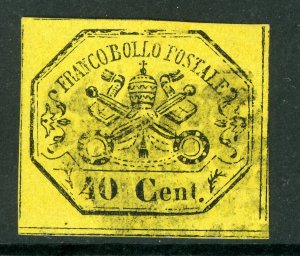Italy 1867 Papal States Sc#17a No Dot after 40 Signed A. Diena F881