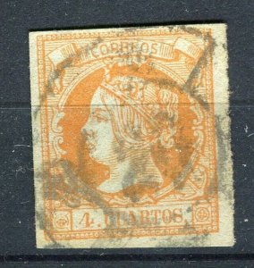 SPAIN; 1860 classic Isabella Imperf issue fine used Shade of 4c. + Postmark