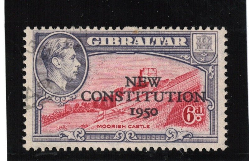 Gibraltar #129a (SG #142a) Very Fine Used Double Overprint **With Certificate** 