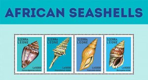 Sierra Leone 2013 - African Seashells - Sheet of 4 Stamps - Scott #3163 - MNH