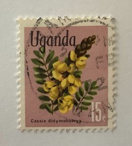 Uganda 1969 Scott 117 used - 15c, Flowers, Cassia didymobotrya