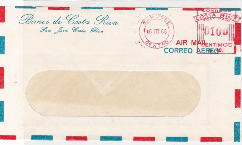 Costa Rica 1968 Banco De Costa Rica San Jose Cancel Airmail Stamps Cover R 17639