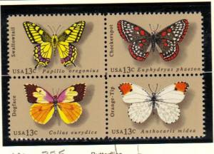 #1712-15 MNH blk/4 13c Butterflies 1977 Issue