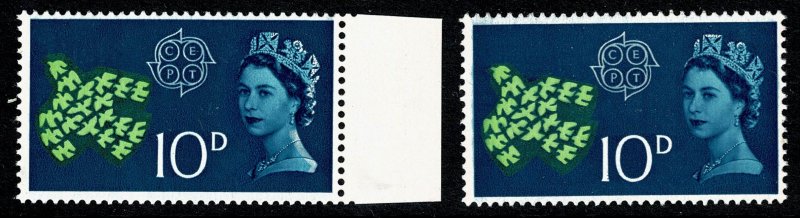 GB 1961 CEPT 10d. SHIFT OF TURQUOISE. SG 628 var.