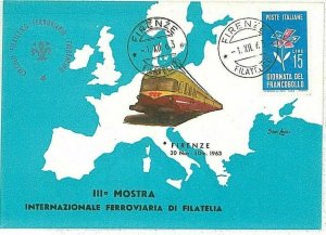 16049 - POSTAL HISTORY - special postcard - FIRENZE TRAINS 1963-