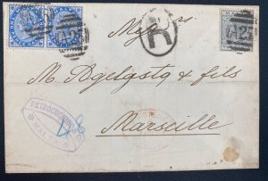 1887 Malta Letter Sheet Cover To Marseille France Red Wax Seal