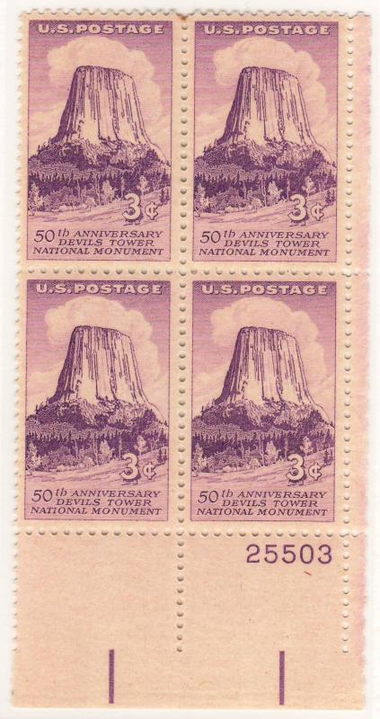 1084: Devils Tower - Plate Block - MNH - 25503-LR