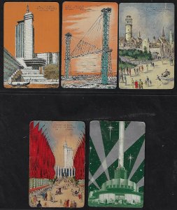US 1934 CENTURY OF PROGRESS WORLD FAIR CHICAGO FIVE DIFF PLATING CARDS HALL OF S