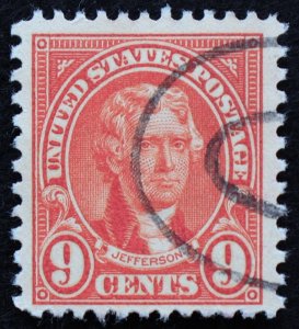 U.S. Used Stamp Scott #641 9c Jefferson, Jumbo. Double Oval Cancel. Choice!