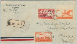 74925 - LEBANON - POSTAL HISTORY -  REGISTERED COVER to the SPAIN  1952