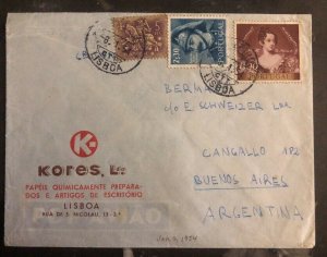 1954Lisbon Portugal commercial Airmail Cover To Buenos Aires Argentina