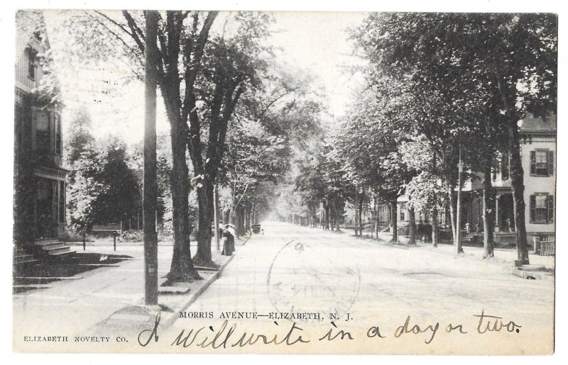 Morris Avenue, Elizabeth, New Jersey 1906 Undivided Back Mailed PPC, Flag Cancel