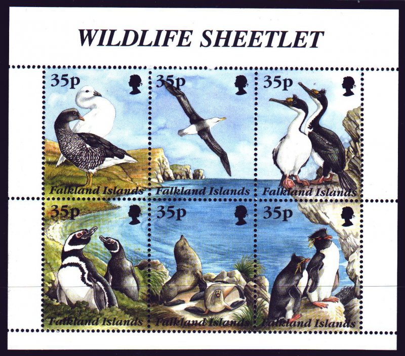 Falkland Islands. 1995. Small sheet 653-58. Birds, penguins, fauna. MNH. 