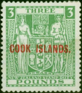 Cook Islands 1931 £3 Geen SG98a V.F & Fresh MM