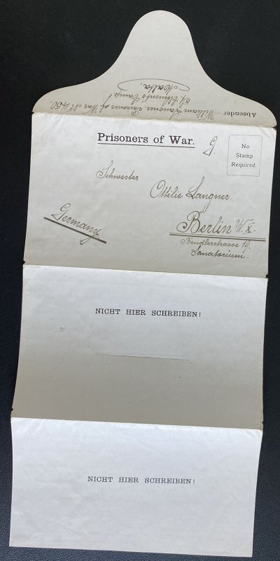 1918 Malta St Clement Camp Prisoner of War POW Letter cover to Berlin Germany