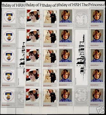 Bahamas 510-3 Gutter Pair Strips MNH Princess Diana 21st Birthday, Crest, Ship