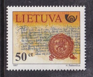 Lithuania  #585  MNH  1997   letters of Grand Duke