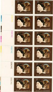 Scott 1487 - Willa Cather 7 x Plate Blocks Of 12. MNH. OG. 84 Stamps.  #02 WC12