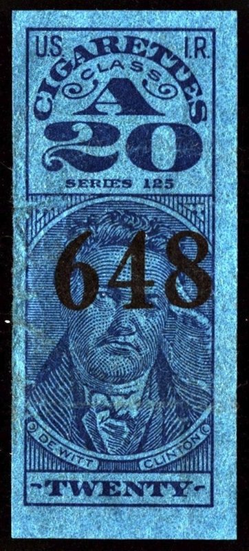TA411b Series 125 Cigarette Revenue Stamp: 20 Cigarettes (1955) Used