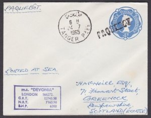 GB MOROCCO 1965 cover TANGIERS PAQUEBOT, MS Devonia ship cachet............a1993