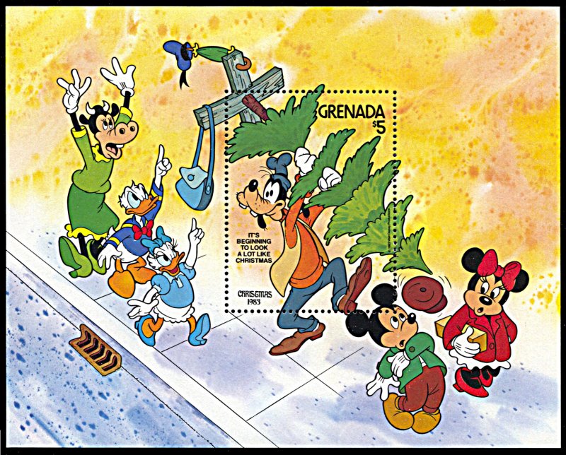 Grenada 1184, MNH, Disney Christmas 1983 souvenir sheet