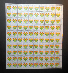 1987 Love Heart issue 22c Sc 2248 full sheet of 100 MNH  -Typical