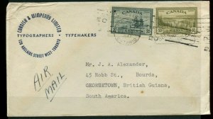 to BRITISH GUIANA South America, 30 airmail PEACE ISSUE 1947 Canada cover