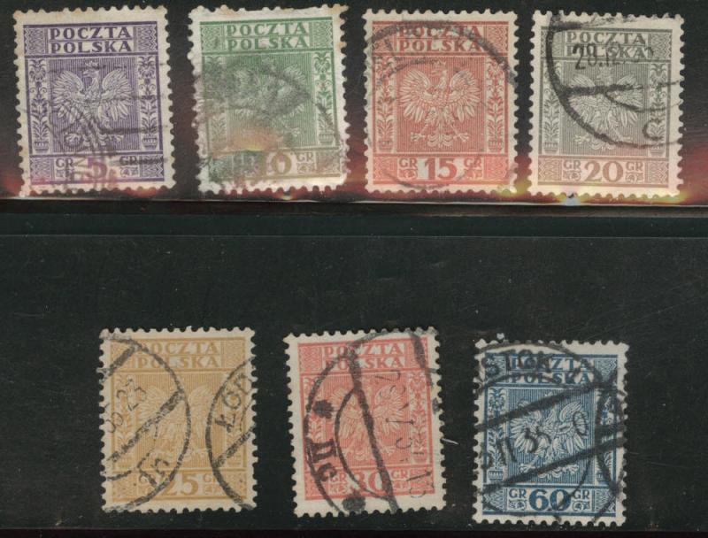 Poland Scott 268-274 used stamp set 1932
