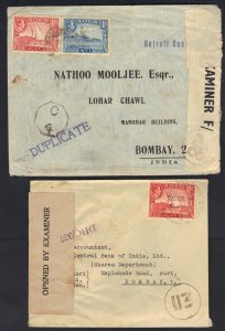 ADEN TO INDIA 1943 45 TWO ADEN CAMP CENSORED WAR TIME COVERS TO BOMBAY